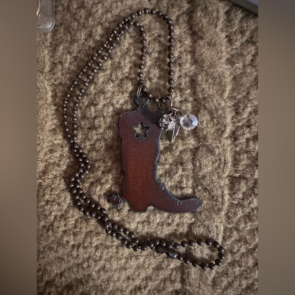 Western Boot Pendant Necklace
